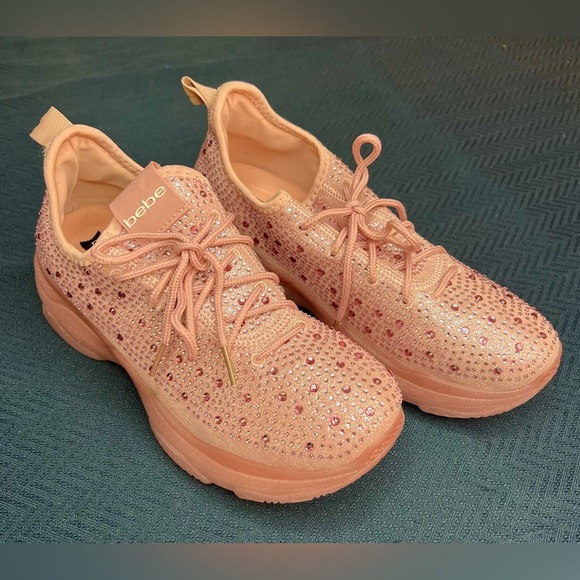 bebe Shoes - Bebe Leyla Glitter Sneakers Pink women’s size 6 new with tag!